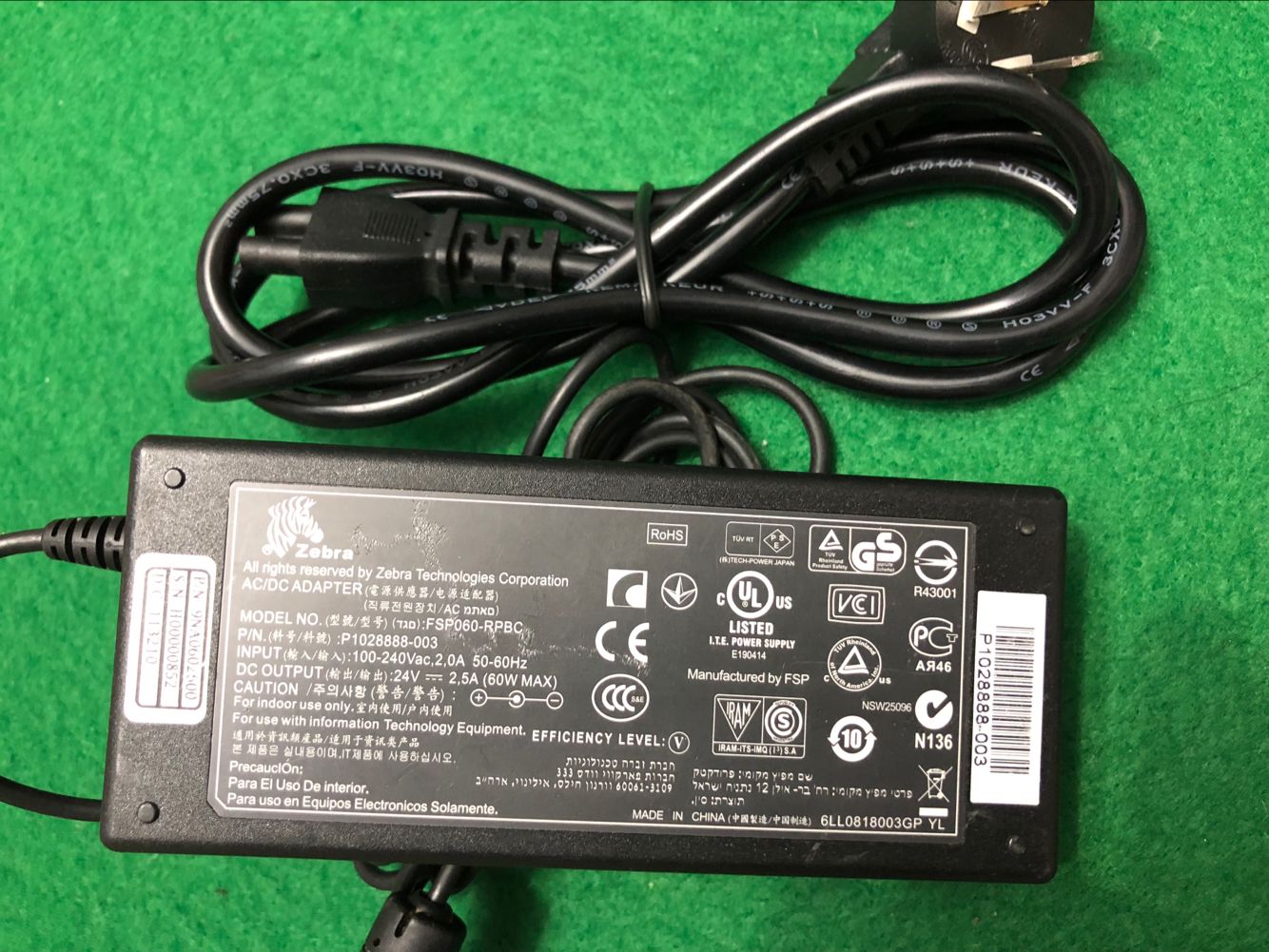 *Brand NEW* ZEBRA P1028888-003 FSP060-RPBC 24V 2.5A AC DC ADAPTER POWER SUPPLY