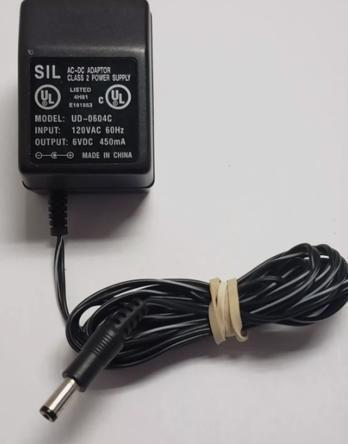 *Brand NEW*SIL 6V DC 450mA AC/DC Adapter Model UD-0604C Class 2 Power Supply