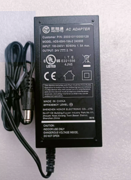 *Brand NEW*HOIOTO ADS-65HI-19A-2 24065E 24V 2.7A AC/DC Adapter Power Supply