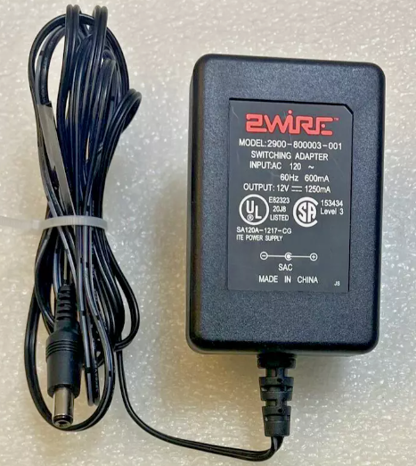 *Brand NEW*2Wire 2900-800003-001 Output 12V 1250mA AC DC Adapter Charger Power Supply