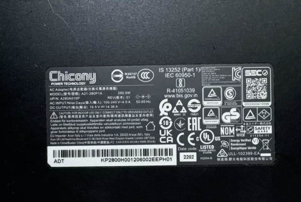 *Brand NEW*Genuine Chicony A21-280P1A 19.5V 14.36A AC Adapter Charger Laptop Power Supply