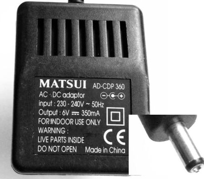 NEW 6V 350mA MATSUI AD-CDP 360 AC ADAPTER