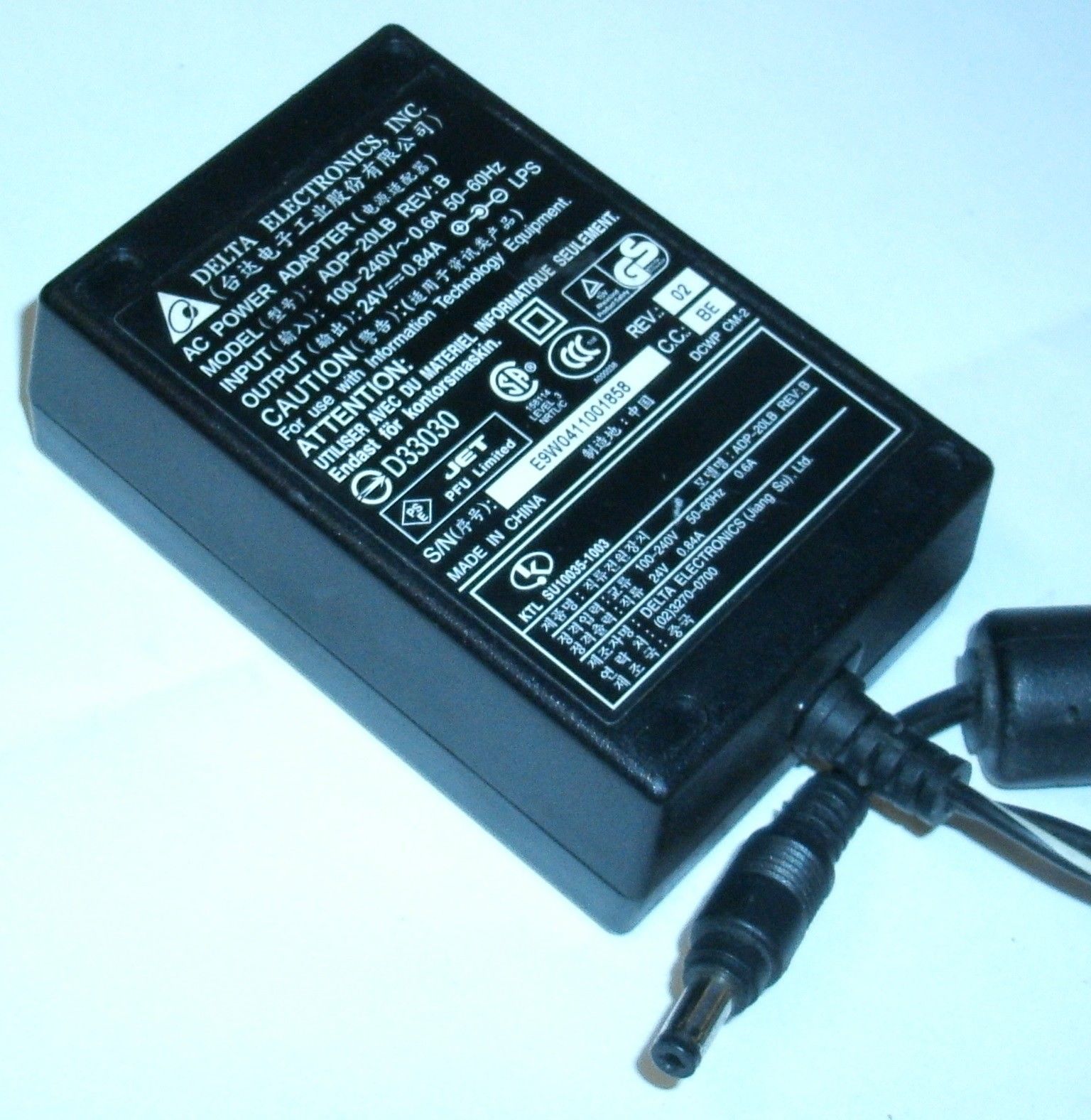 NEW 24V 0.84A DELTA ADP-20LB REV:B AC POWER ADAPTER - Click Image to Close