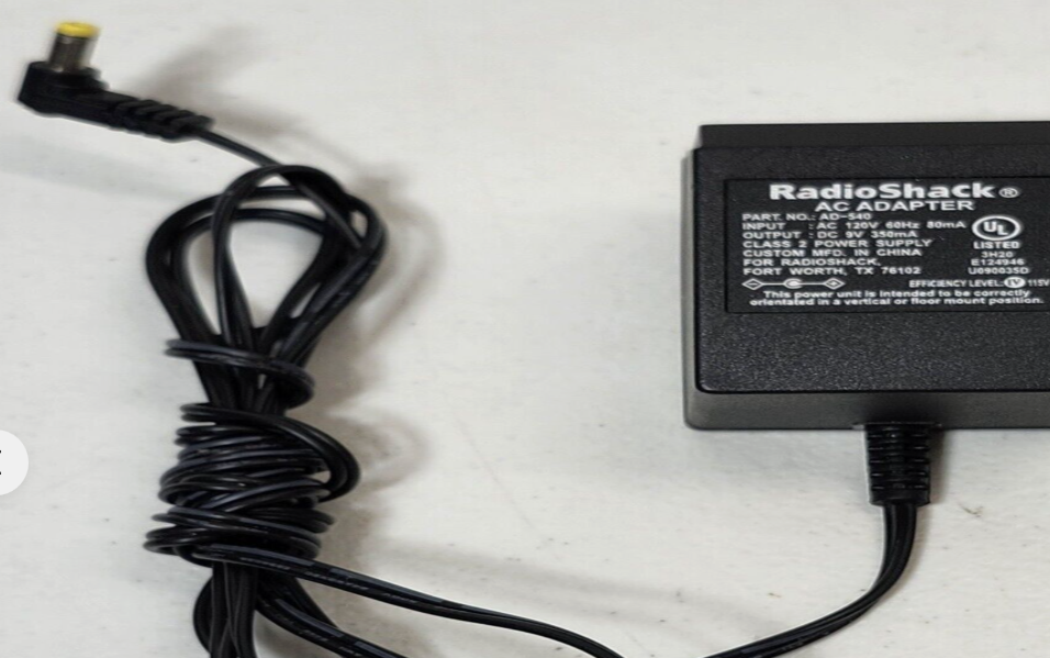 *Brand NEW*RADIO SHACK 9V DC 350mA AC Adapter Black Model AD-540 Power Supply