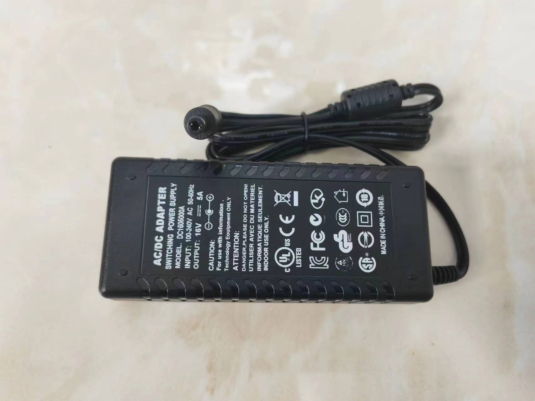 New AC DC ADAPTER DC1605000A 16V DC 5A 80W 5.5 X 2.5mm SWITCHING POWER SUPPLY