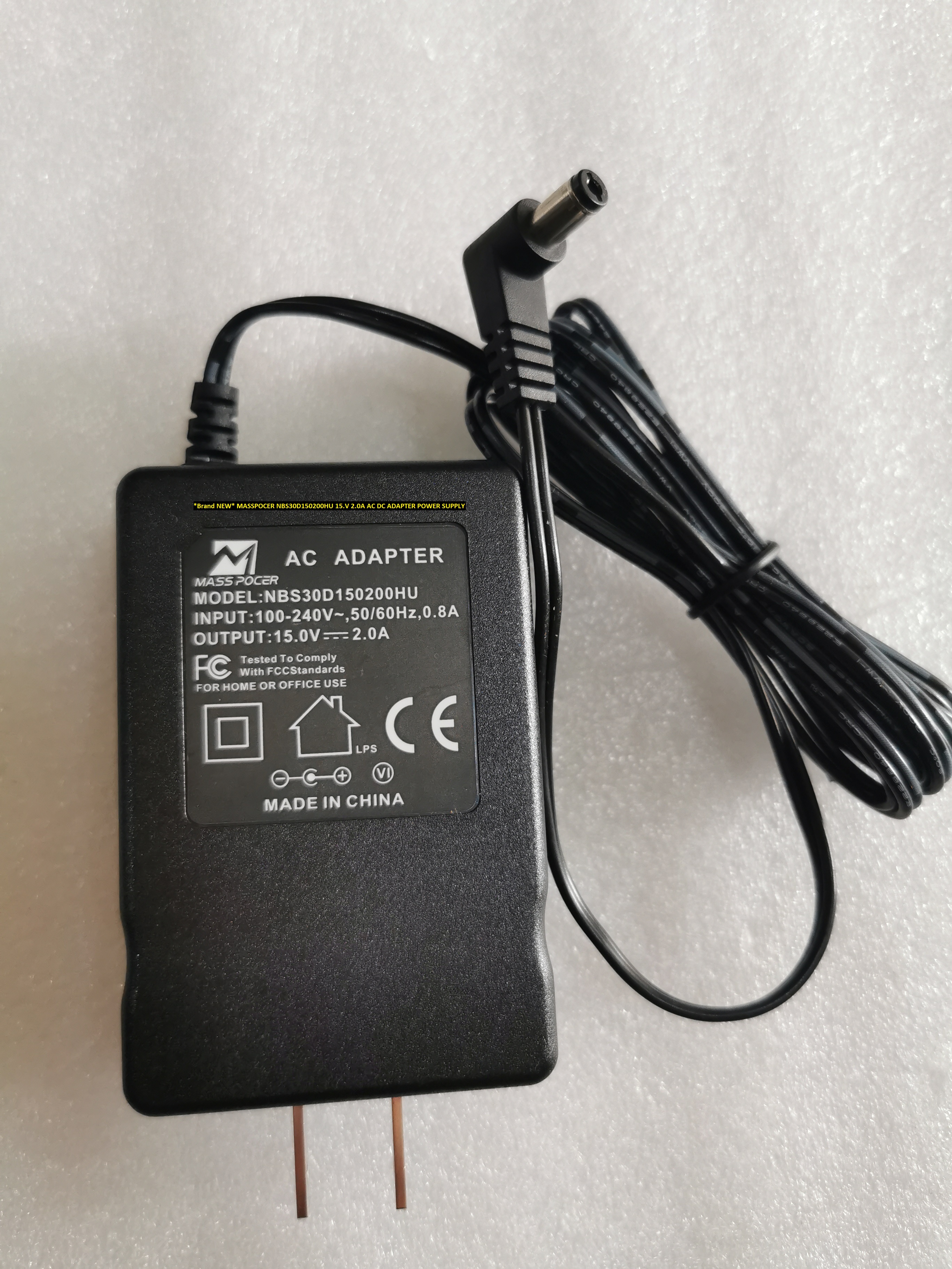 *Brand NEW* 15.V 2.0A AC DC ADAPTER MASSPOCER NBS30D150200HU POWER SUPPLY