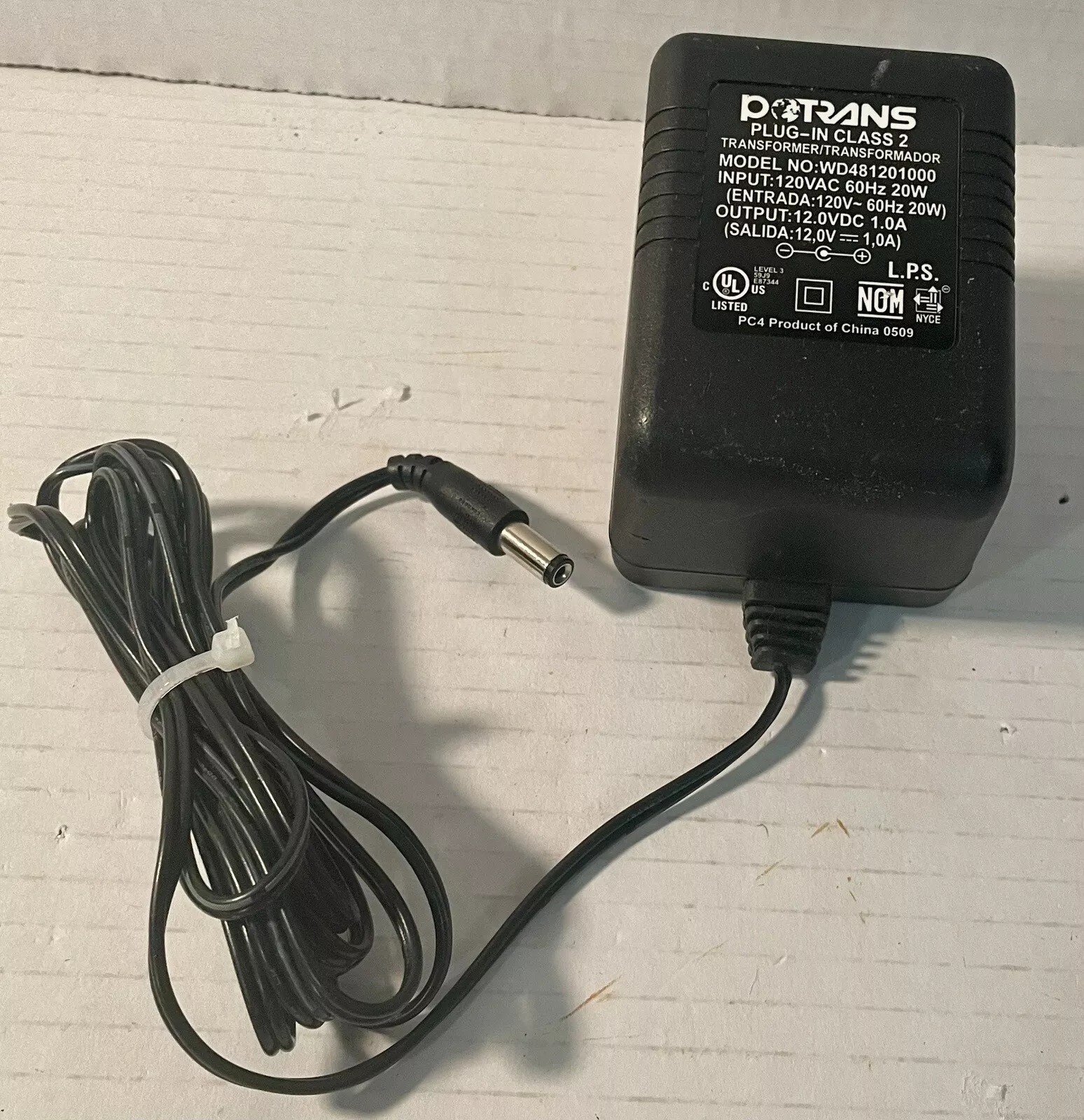 *Brand NEW*Genuine Potrans WD481201000 Plug-In Class 2 Transformer 12V 1A AC/DC Adapter Power Supply