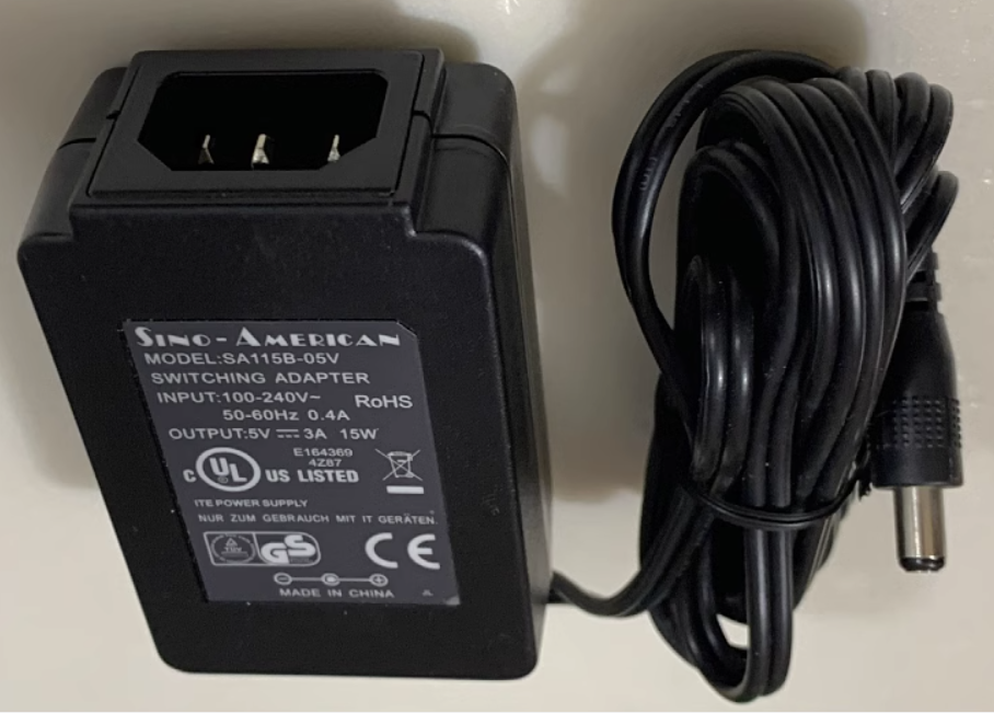 New SINO-AMERICAN SA115B-05V 5V DC 3A 15W SWITCHING ADAPTER