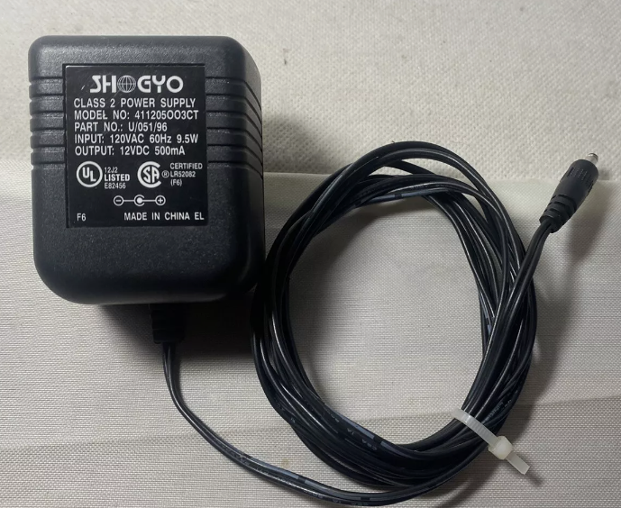 *Brand NEW*SHOGYO 120VAC TO 12VDC 500mA AC/DC Adapter 411205OO3CT CLASS 2 TRANSFORMER Power Supply - Click Image to Close